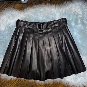 Pleated leather skirt